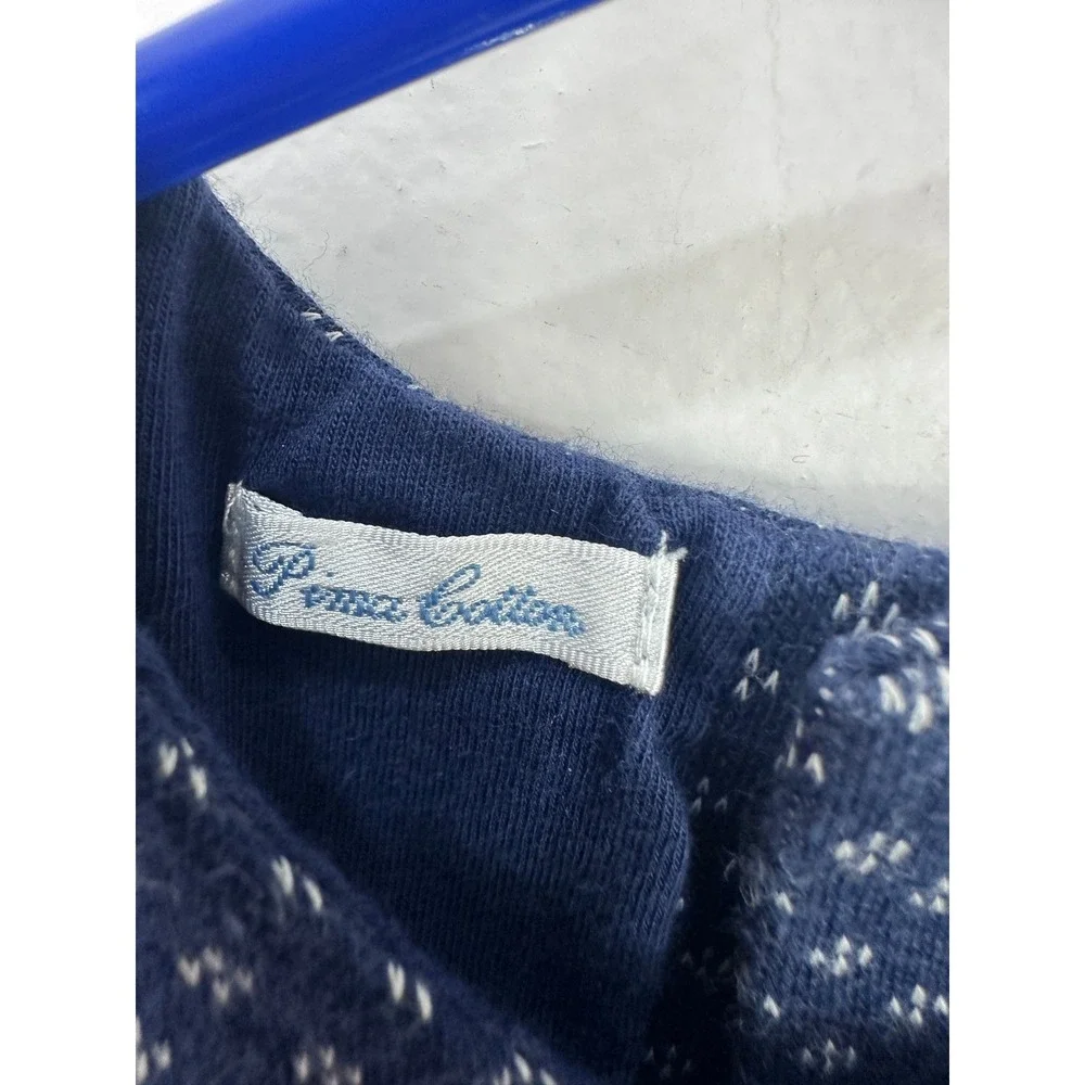 Ralph Lauren Footed Coverall Baby 9M Navy Blue Pima Cotton Diamond Knit Romper
